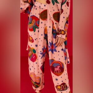 FARM Rio Pink Celestial & Rainbow Printed Wide-Leg Jumpsuit